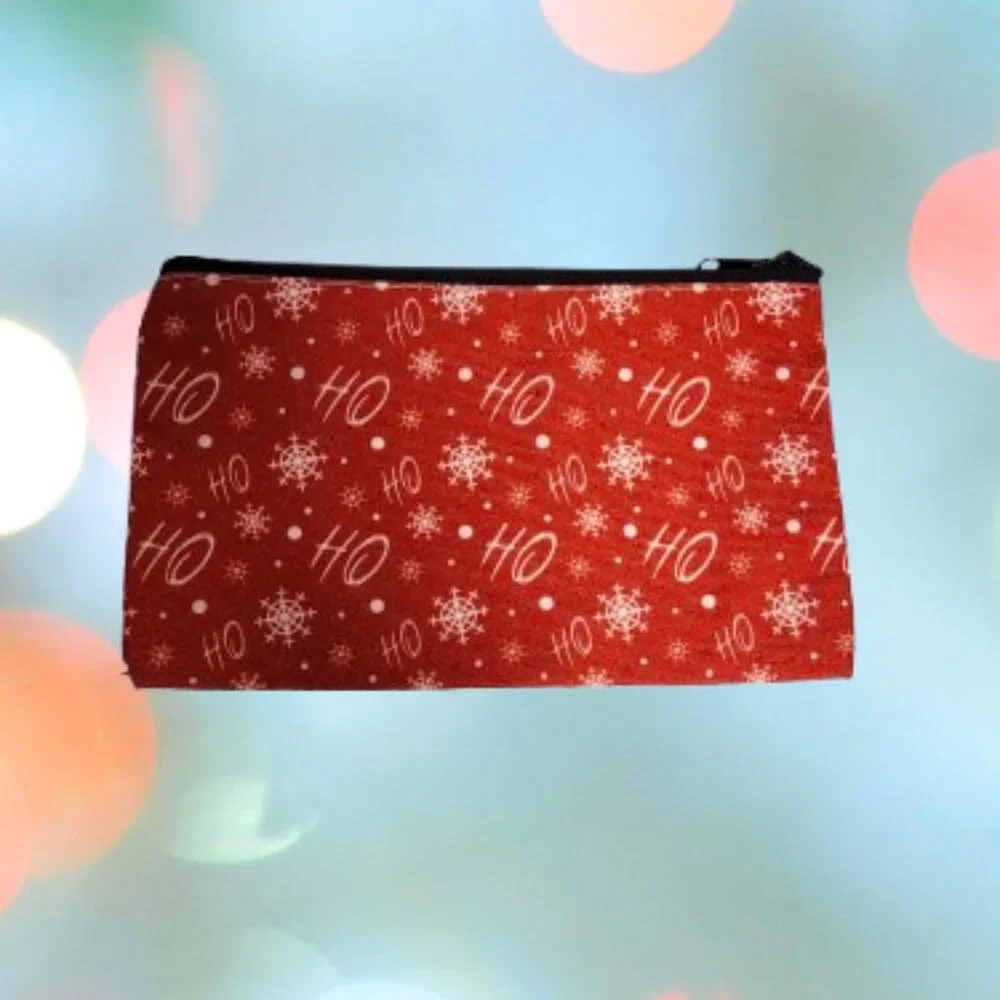 Ho Ho Ho Red Small Makeup Cosmetic Pouch
